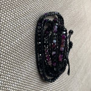 Victoria Emerson leath/crystal/bead wrap bracelet